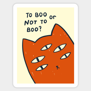 To boo or not to boo, Halloween poster, Funny cat art print, Modern art, Fun art Sticker